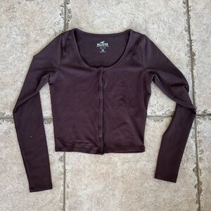 Hollister brown button baby tee